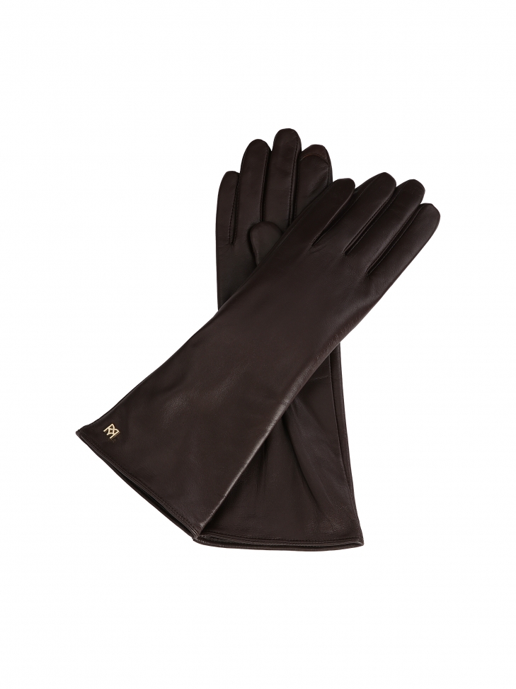 Long dark brown monogrammed gloves from KAZAR