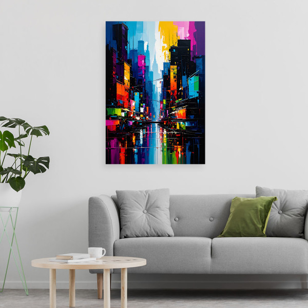 Obraz do biura salonu, Kolorowe Miasto Abstrakcja 20x30