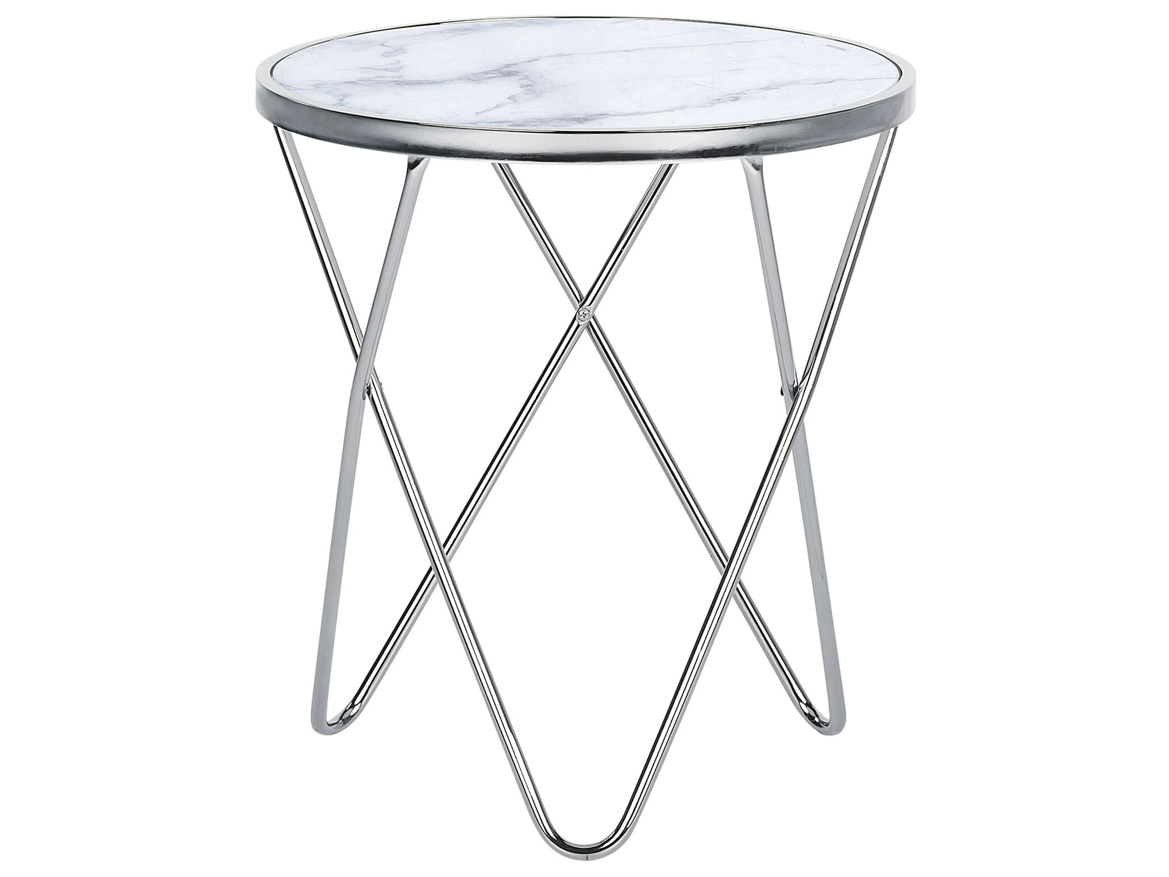 Side Table MERIDIAN Tempered Glass Marble/ Silver