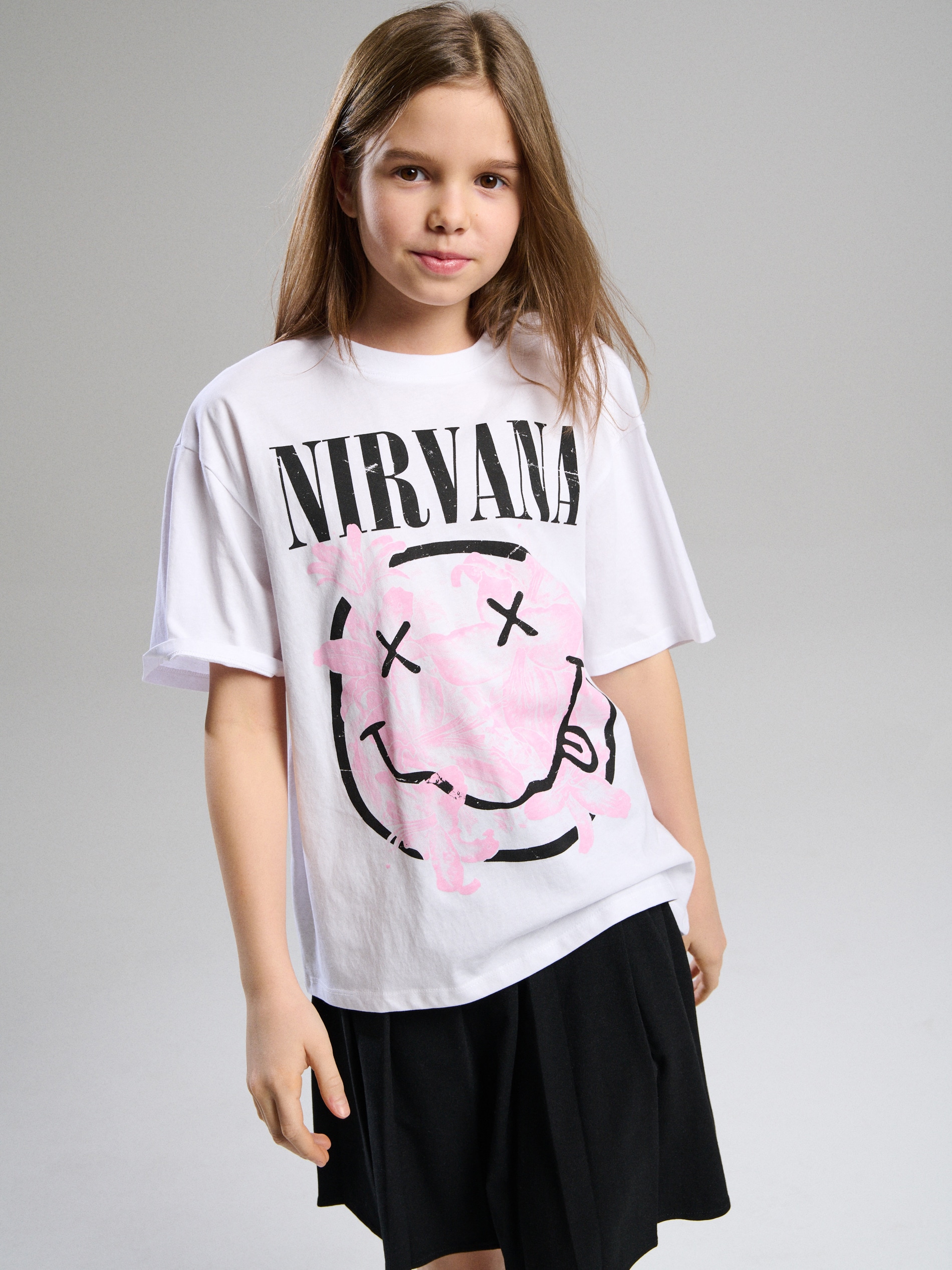 Bawełniana koszulka oversize z nadrukiem Nirvana