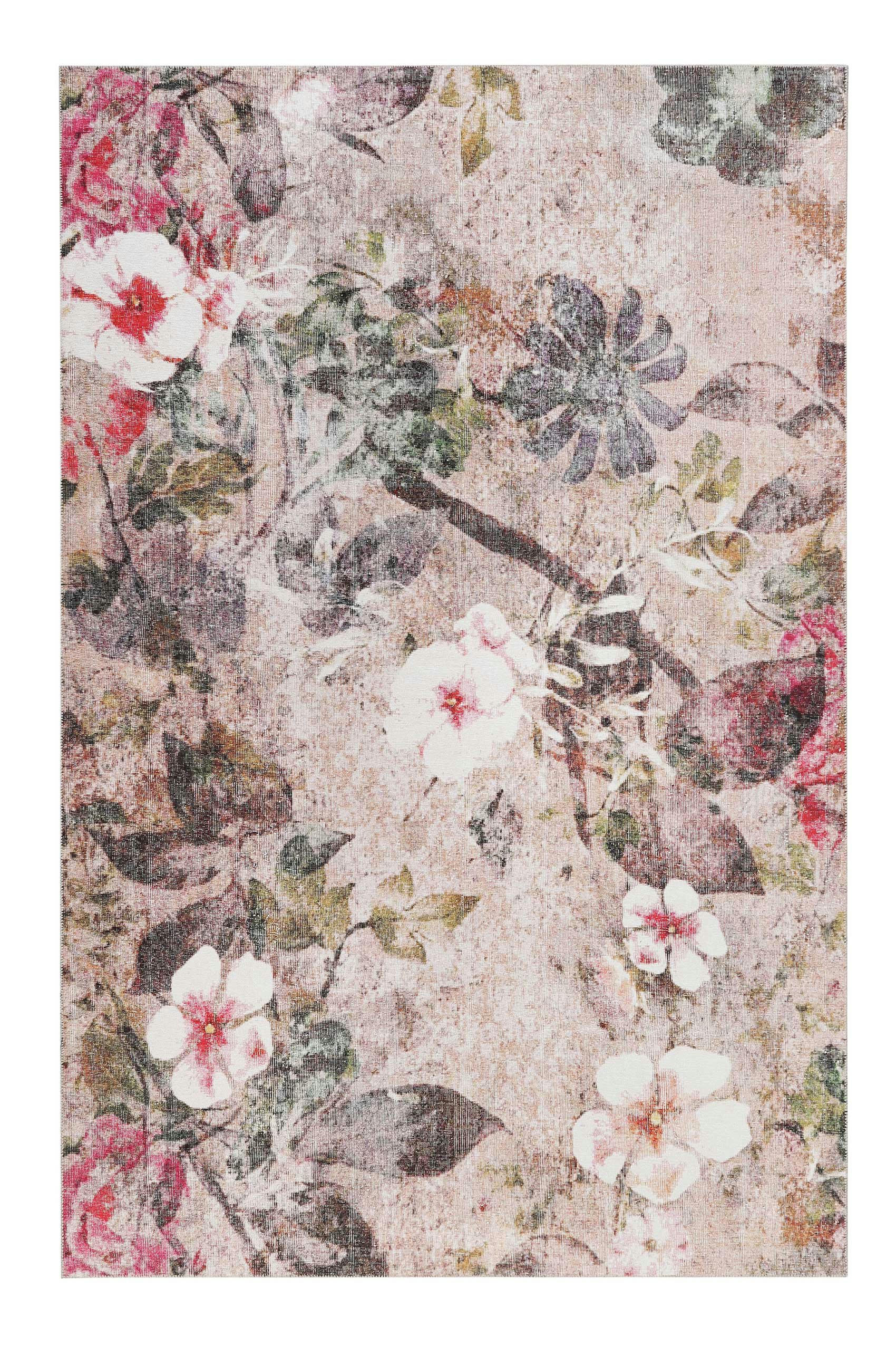 LIFETIME - Tapis plat motif floral coloré bohème 120x170