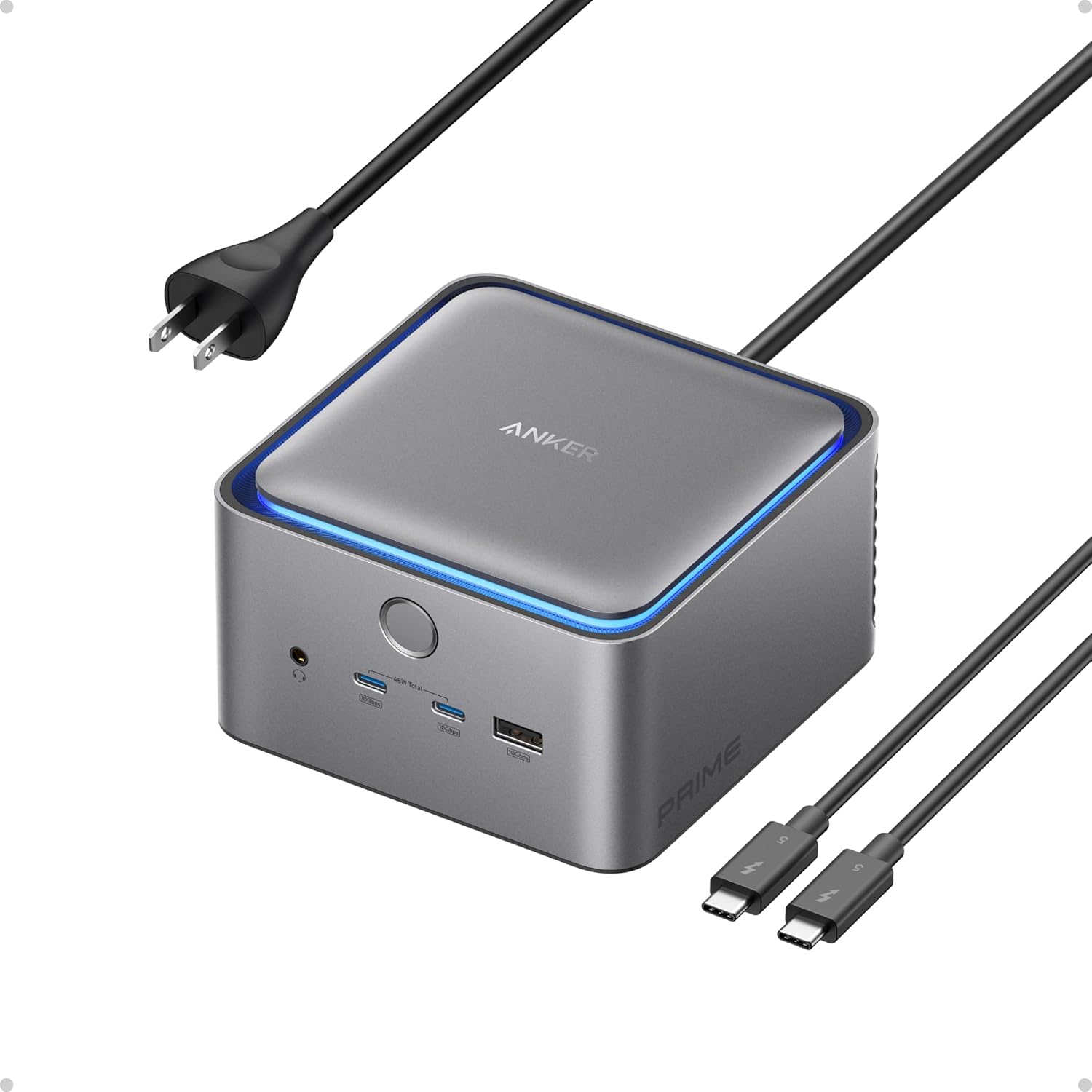 Anker Prime TB5 Docking Station  14-in-1 Thunderbolt 5 Dock with 120Gbps Max Transfer  Thunderbolt Dock with 140W Max Charging  Cooling System  Up to 8K  Dual Display for TBT 5/4 Laptops