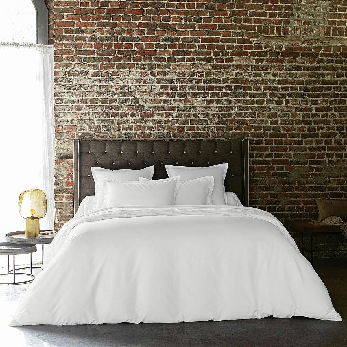 ECLAT - Housse de couette coton colombe 200x200 cm