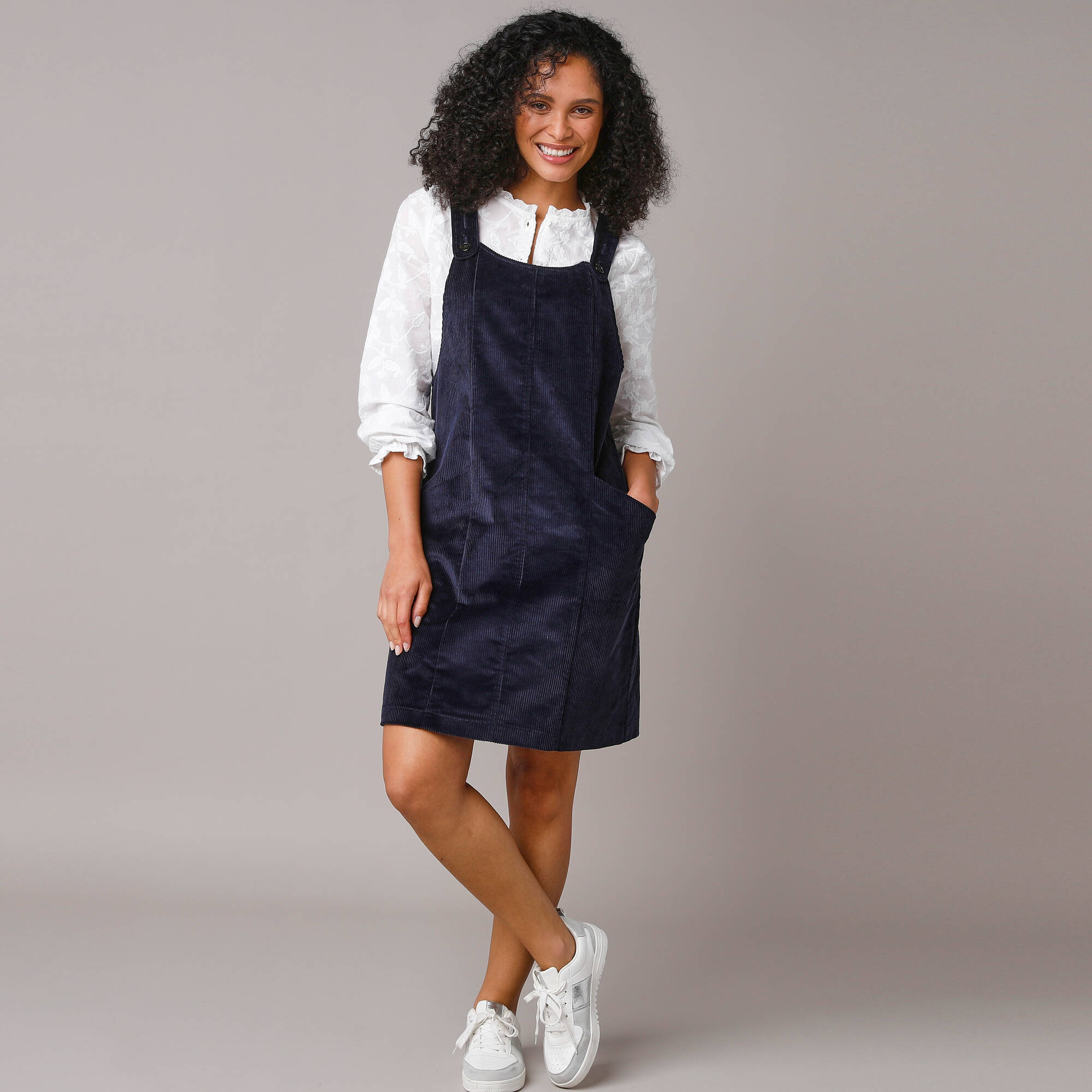 Robe chasuble évasée, velours c&ocirc;telé
