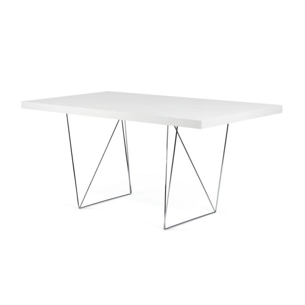 MULTI - Bureau  placage blanc laqué et chromé