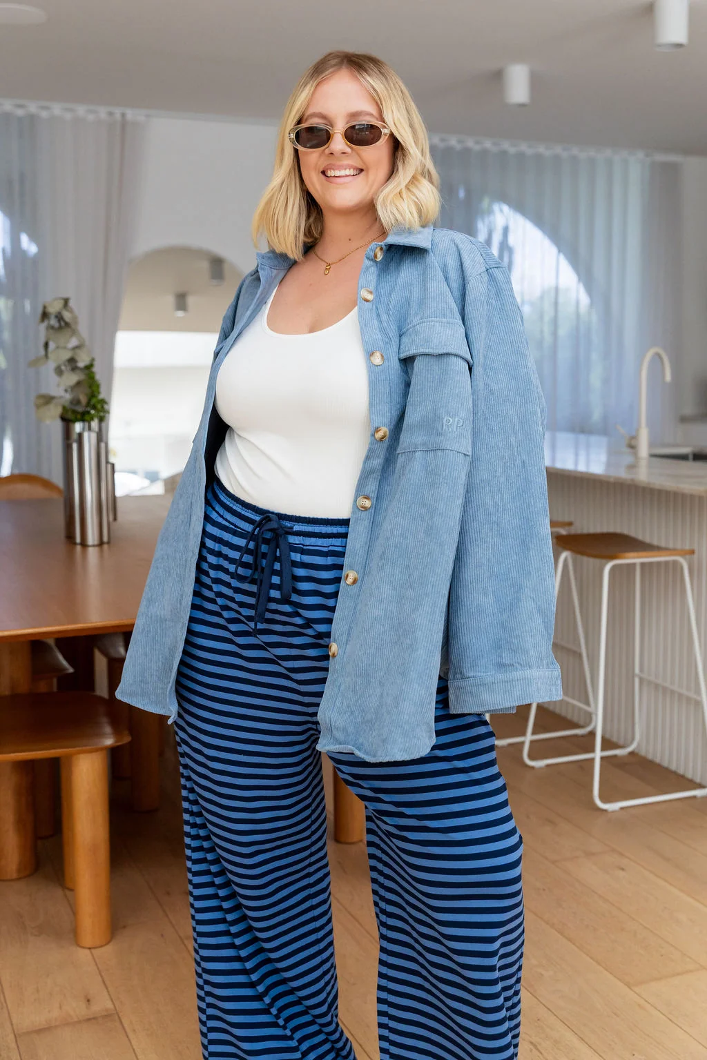 Striped Lounge Pant in Blue