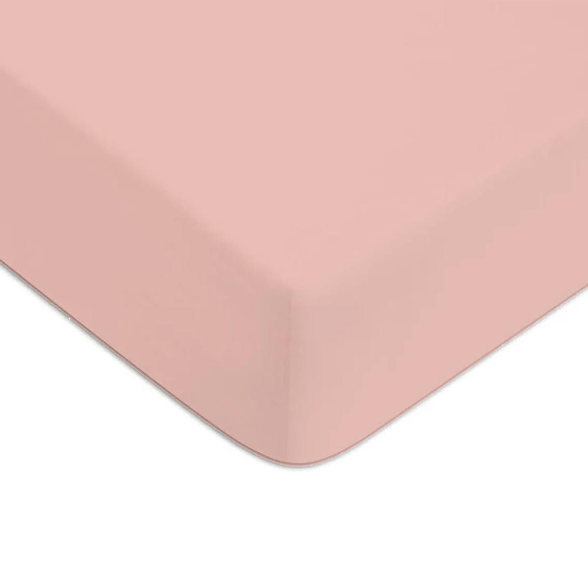 COTON UNIS - Drap housse coton  uni rose 90x190cm