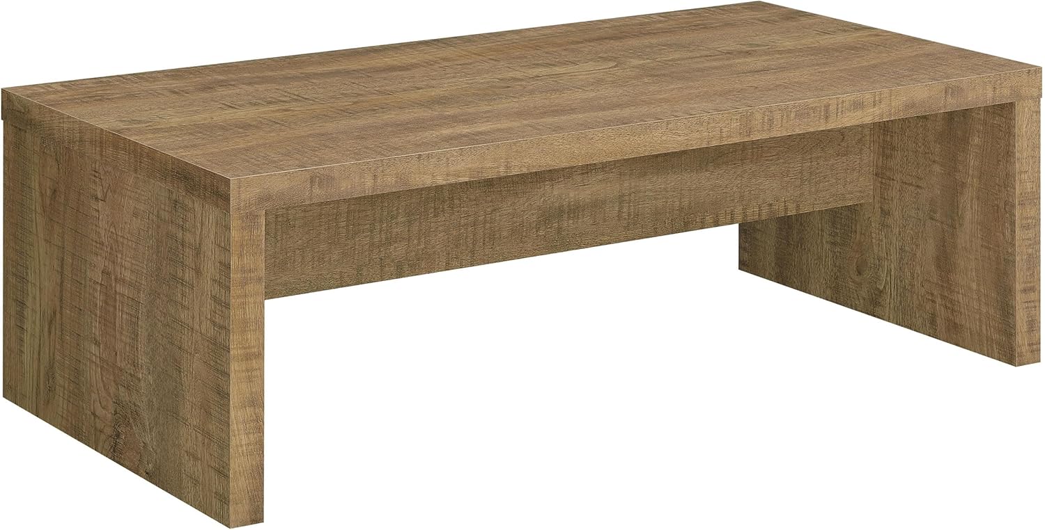 Coaster Home Furnishings Wooden Coffee Table w/ Side Panels & Center Brace, Mango Wood - Modern Rectangular Living Room and Bedroom Furniture for House and Apartment
