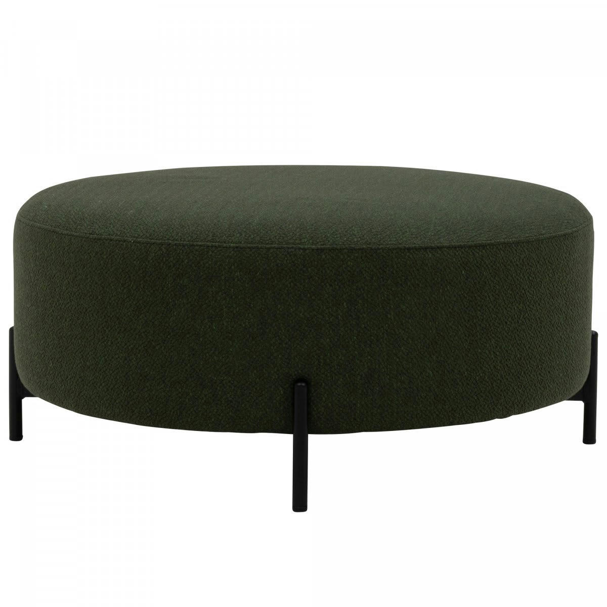 FOLIO - Grand pouf rond 80cm en tissu vert kaki