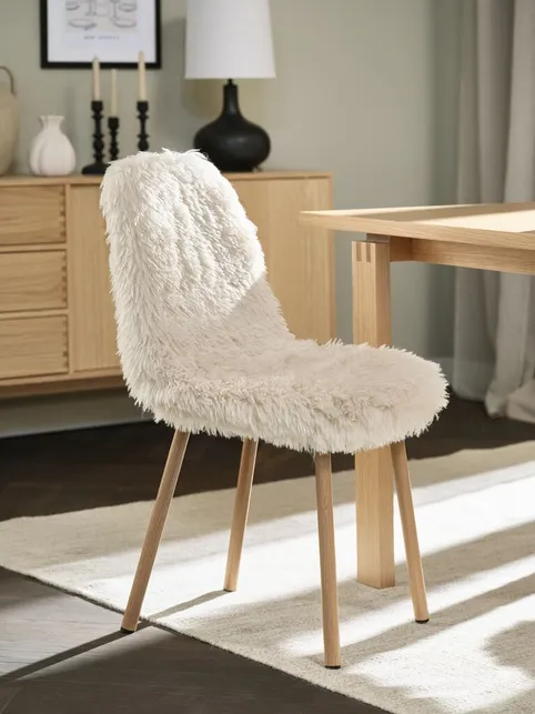 Spisebordsstol JONSTRUP råhvid teddy/egefarve
