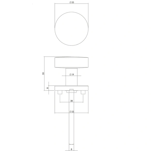 Türknopf, rund D.55 mm