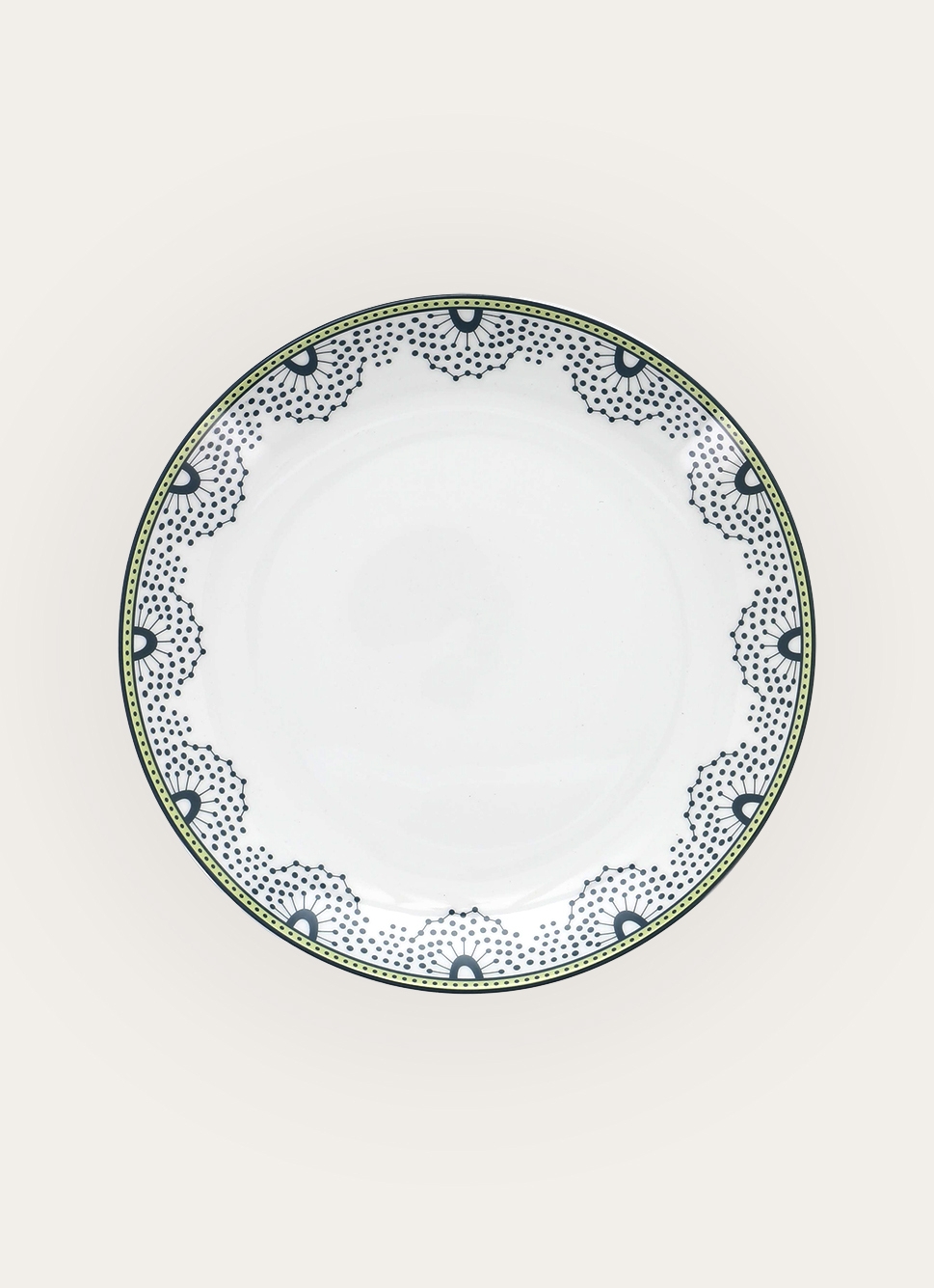 ASSIETTE PLATE EN PORCELAINE FLORE vert
