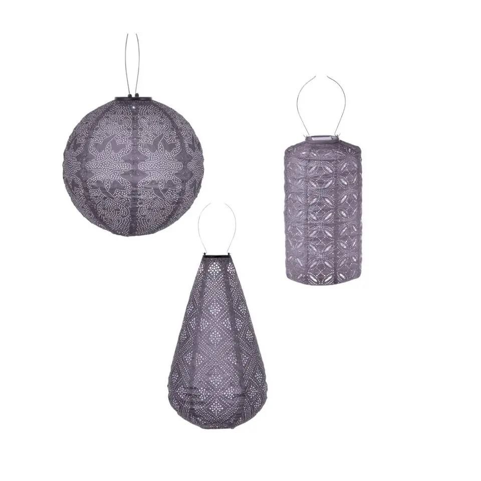 Lumiz Lampion op zonne energie - Solar tuinverlichting - Paarse Set - 3 stuks