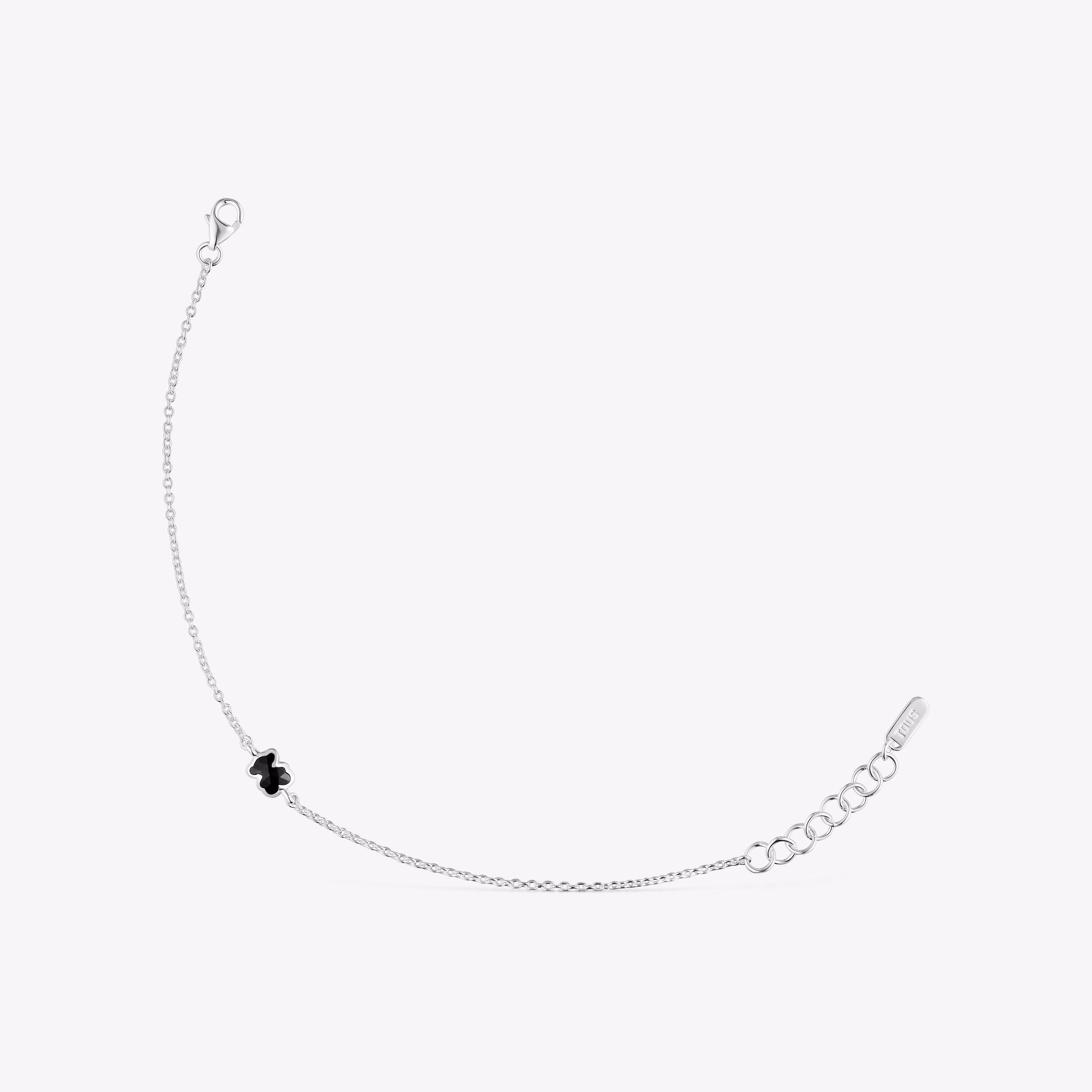 Pulsera cadena de plata y motivo oso en ónix 6 mm Icon Color