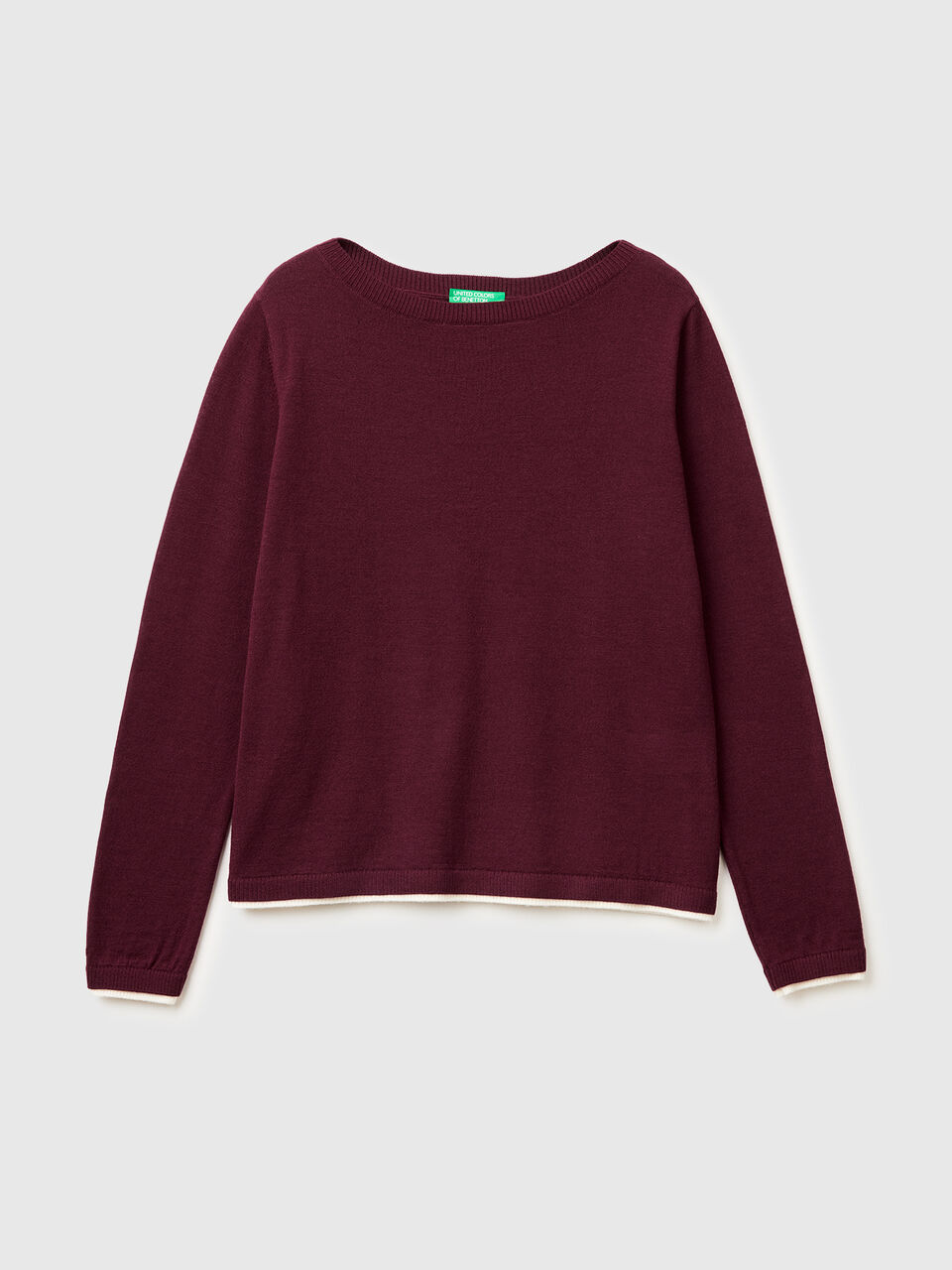 100% Merino wool boat neck sweater