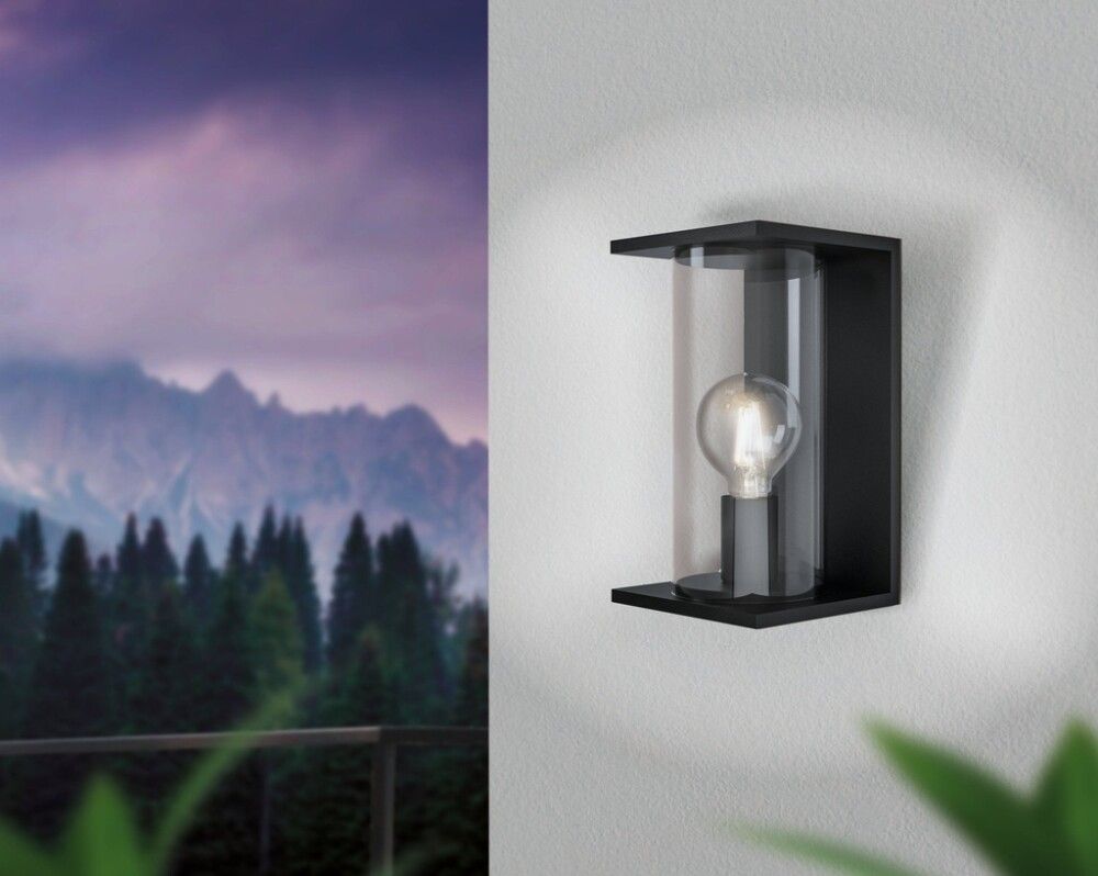 VEGGLAMPE EGLO CASCINETTA E27 28CM SVART