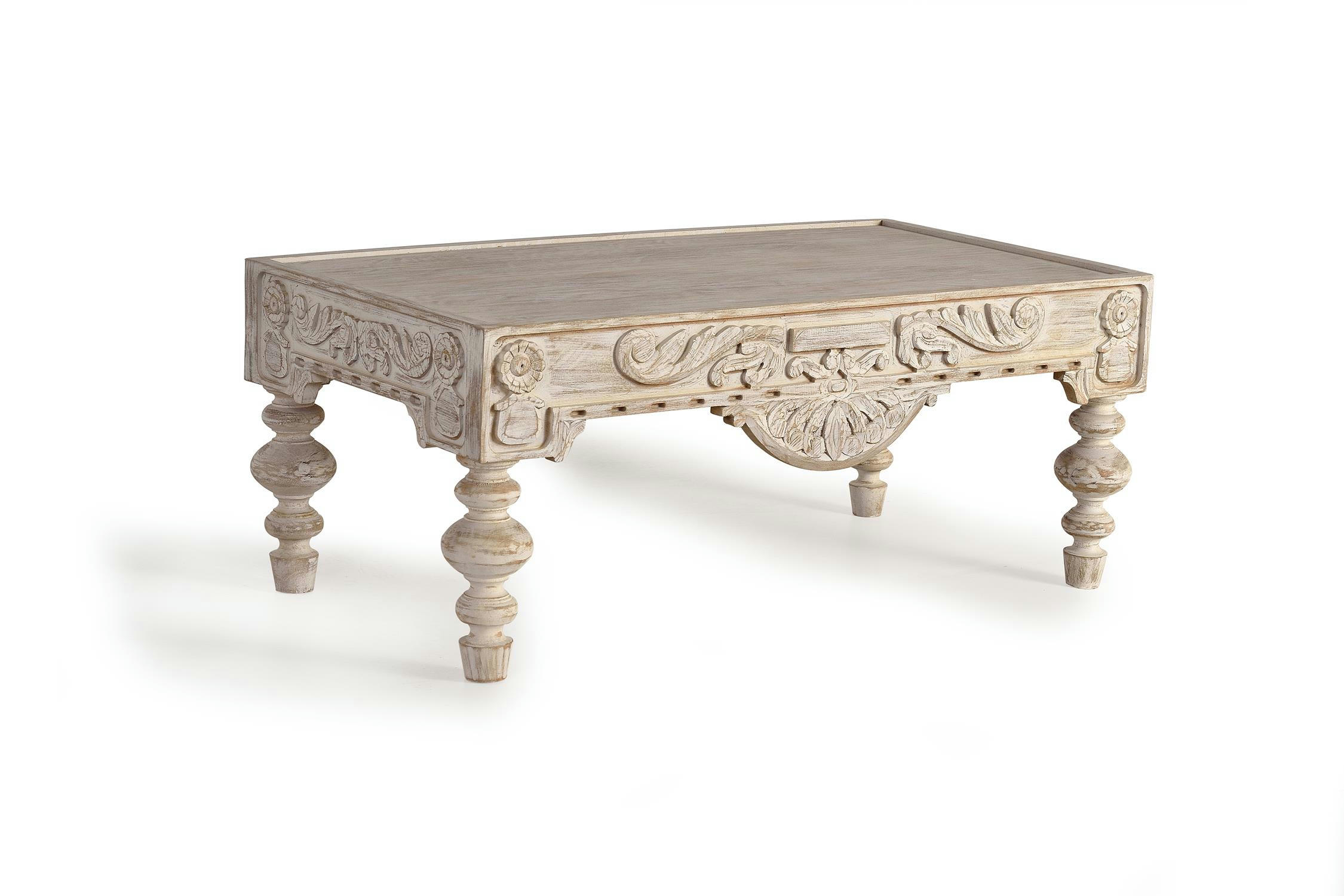 - Table basse en bois de manguier sculptée