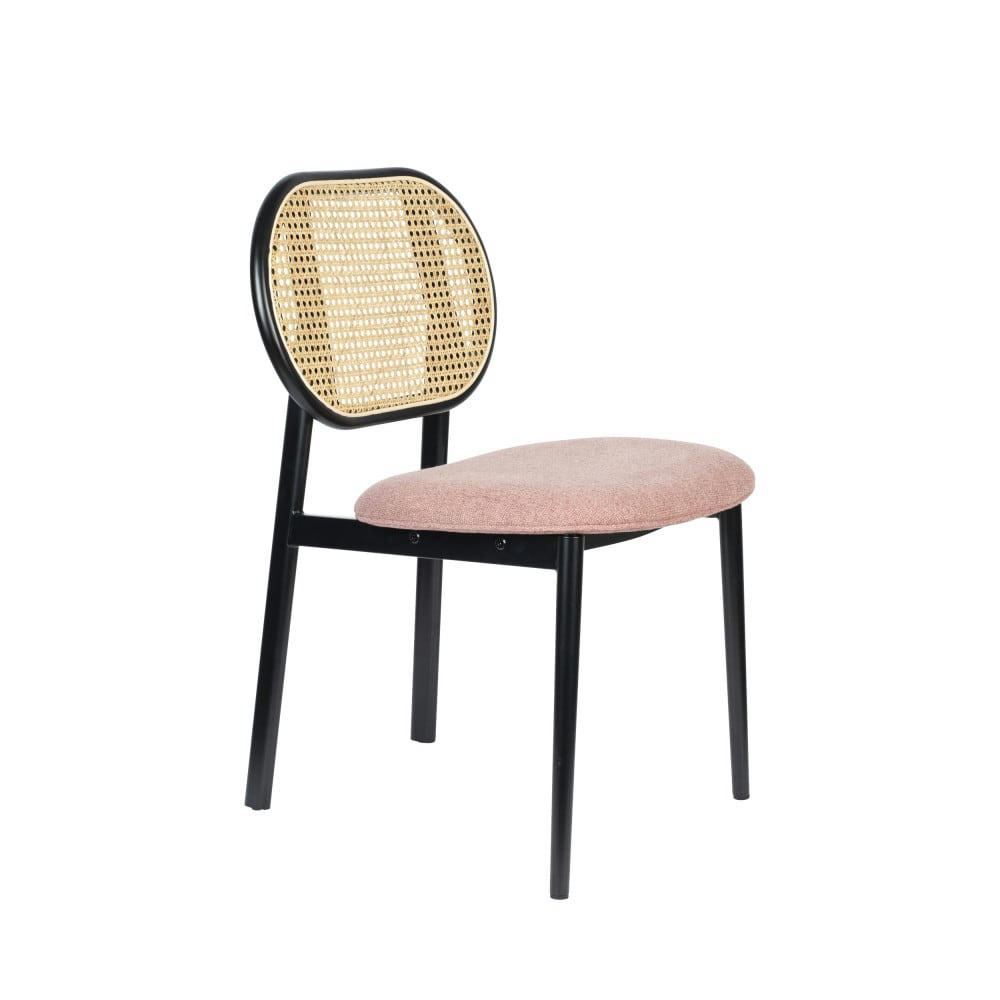 SPIKE - Chaise en tissu et cannage rose