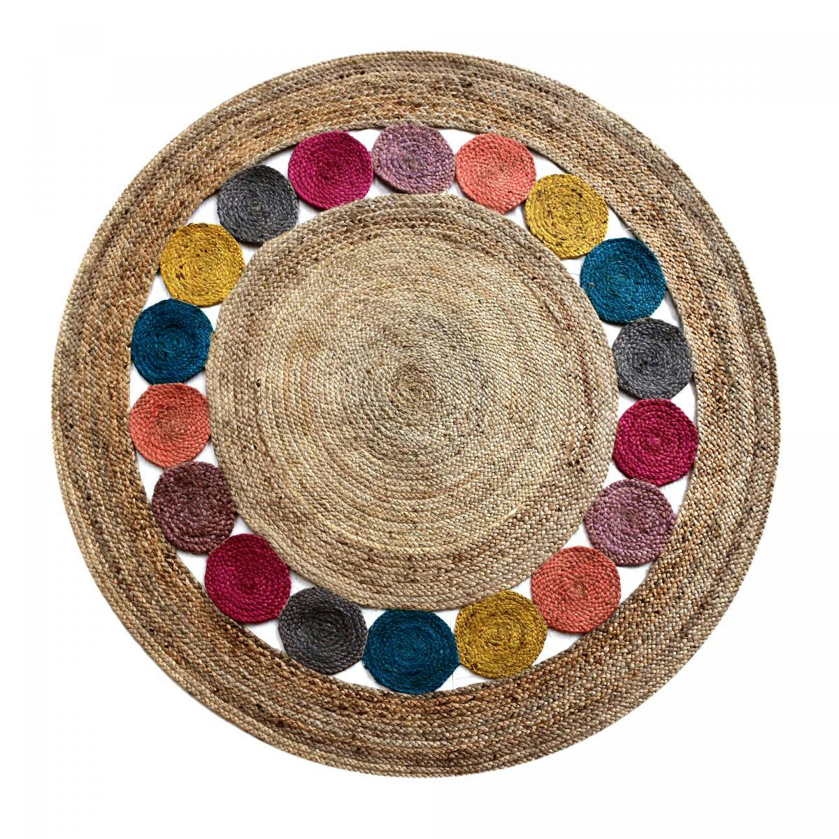 JT RONDAROND - Tapis rond en jute multicolore 250x250 rond