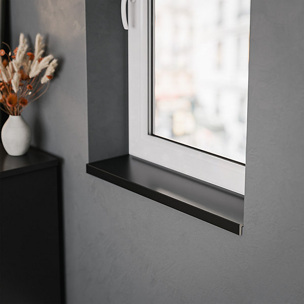 Appui de fenêtre PVC l. 20 cm x ép. 9 mm - Noir - 140 cm