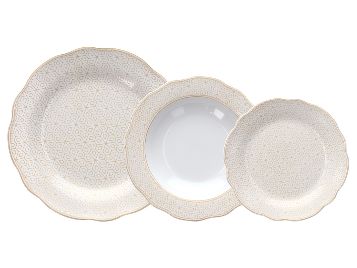 Komplet obiadowy 18 el. porcelanowy Diana Tognana złoty