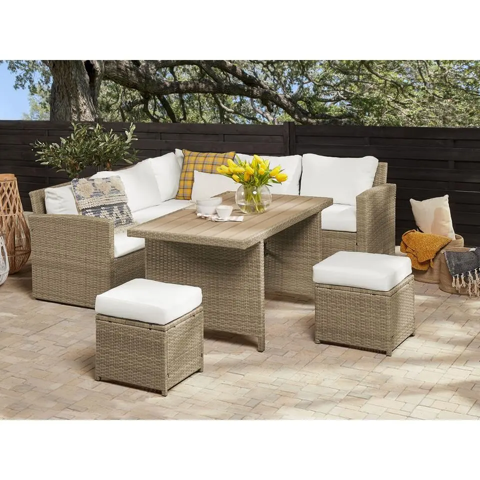 BARDI - Loungeset voor 5 - Wit - PE rotan