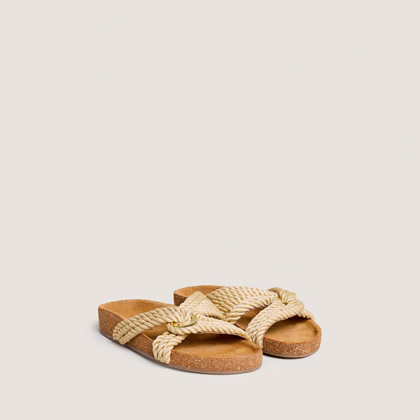 Mules à brides entrecroiséesen corde beige | WACE
