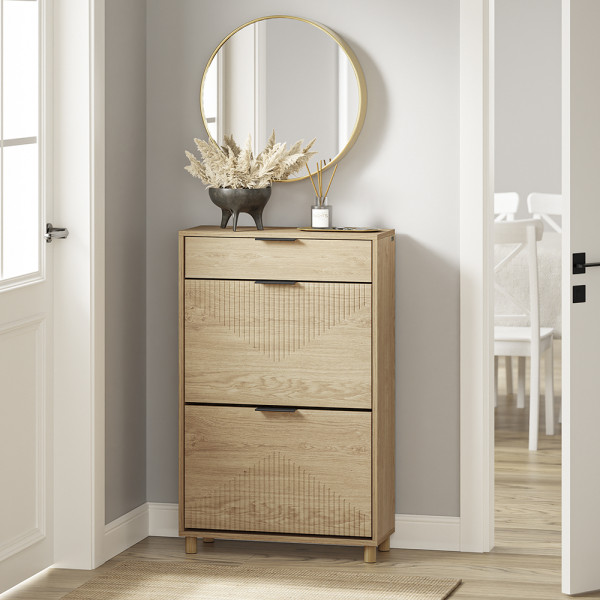 SoBuy Szafka na buty z szufladą Jasny dąb 60×24×95 FSR212-N