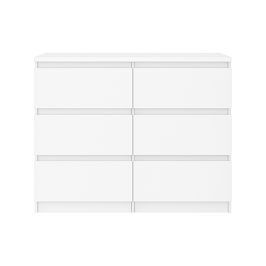 Komoda BASIC 6 szuflad – Biała | 100x75x40 cm