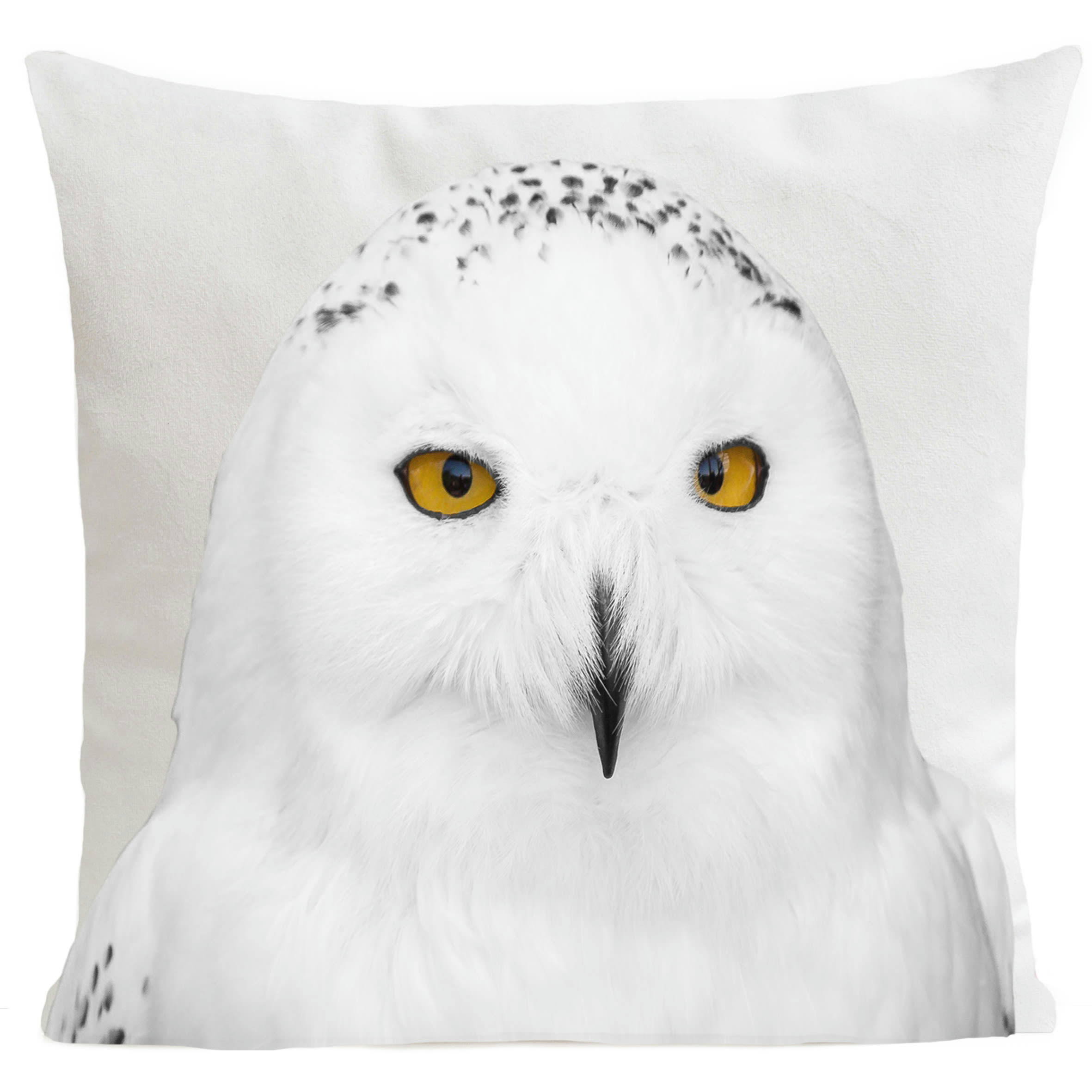 - Coussin oiseau chouette suédine blanc 40x40cm