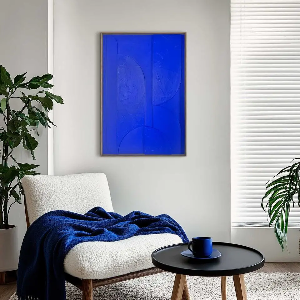 Schilderij 3D Art Shapes - cobalt blue - 70 x 50 - Blauw
