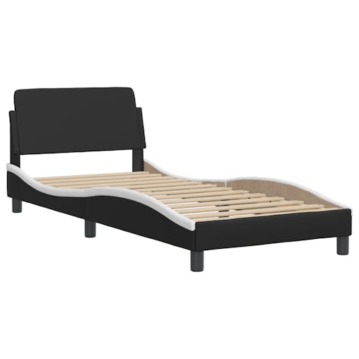 NNEVL Bed Frame with Headboard Black and White 90x190 cm Faux Leather