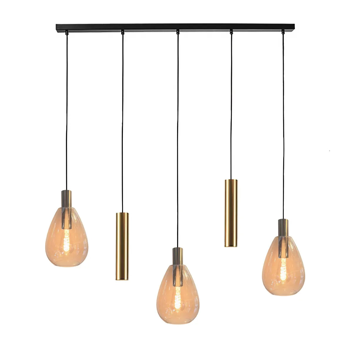 Freelight hanglamp Dorato - 5 lichts - 126 x 150  cm - zwart goud
