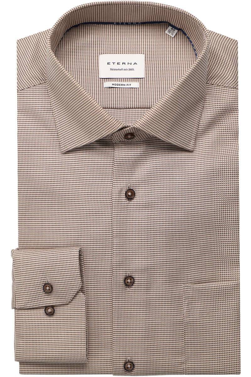 ETERNA Modern Fit Hemd beige/braun, Strukturiert
