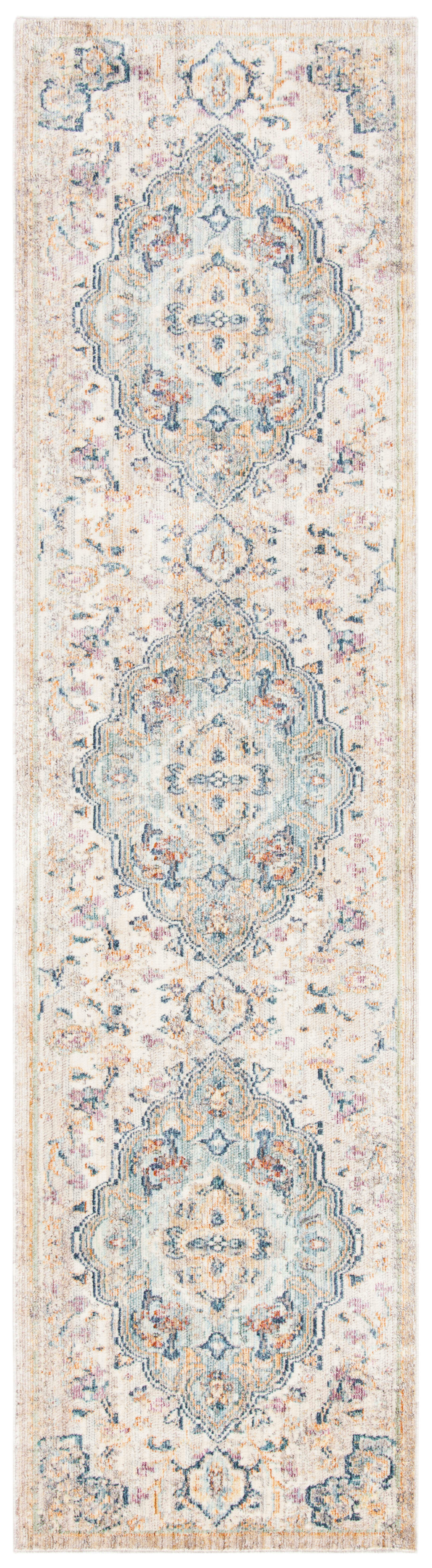 ILLUSION - Tapis de salon interieur en bleu clair & crème, 69 x 244 cm