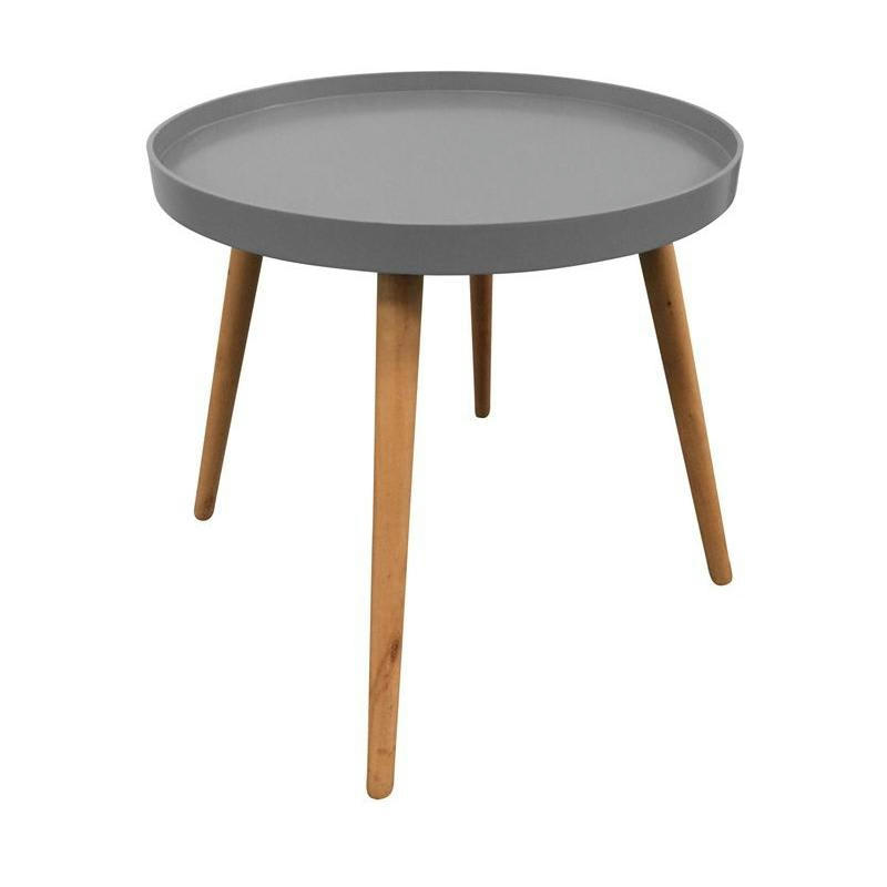 - Table d'appoint ronde avec plateau gris
