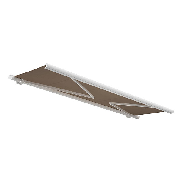 GOLD - Store banne coffre (Motorisé à télécommande   manœuvre de secours   LED - Taupe - Blanc RAL9010 - 4m x 3m)
