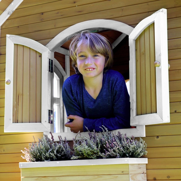 Kinderspielhaus »Stef«, BxHxT: 349 x 233 x 212 cm, Holz, braun/weiß