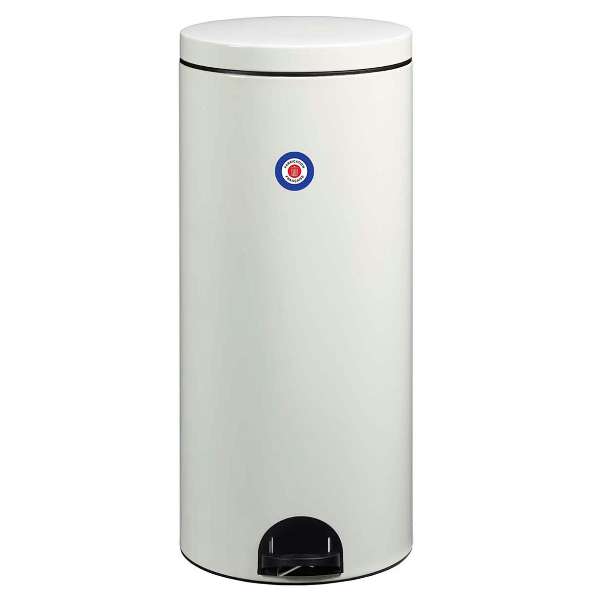 ELORA - Poubelle à pédale 30L en Métal Blanc