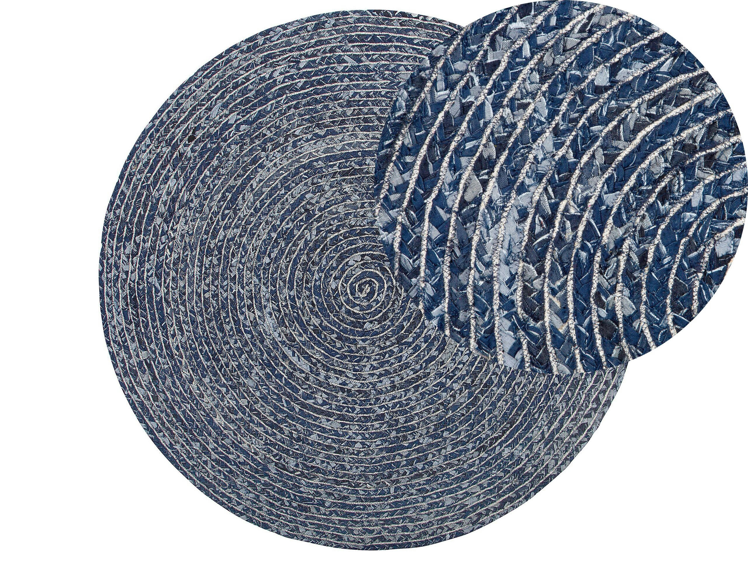 BULUCA - Tapis en tissu bleu 140x140cm