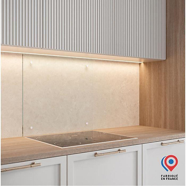 Crédence - Fond de hotte - AURYS - Verre - Transparent - 700 600 - 6 mm - 4 trous