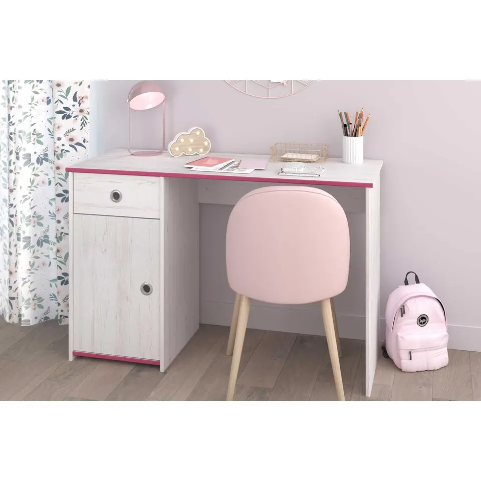 Bureau Smoozy 121cm - wit/roze of blauw