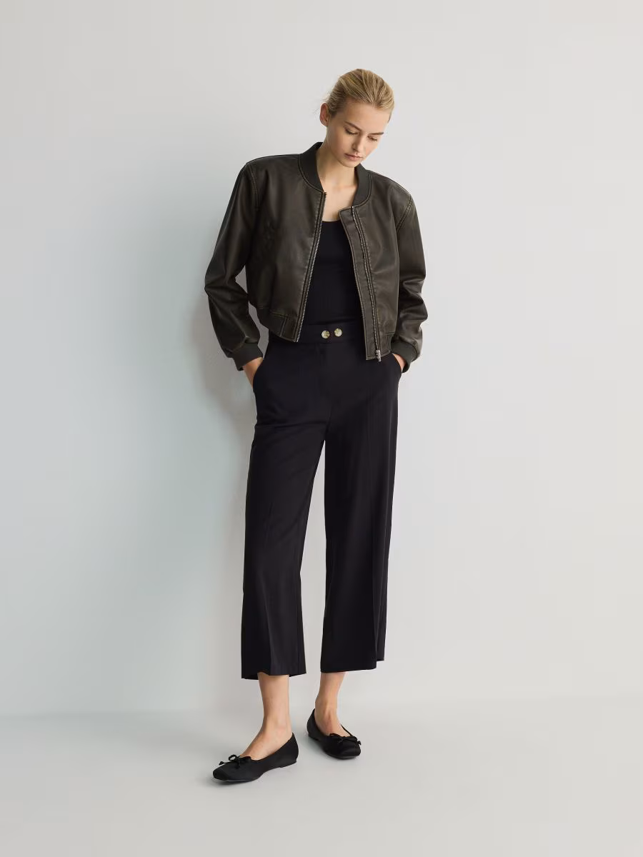 Culotte Trousers With Pressed Crease