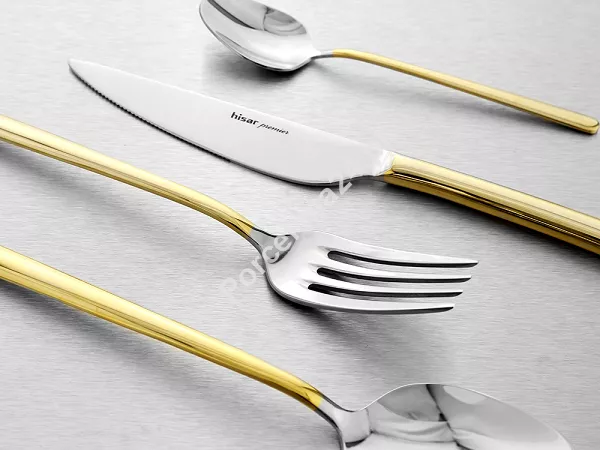 Komplet sztućców 24 cz. na 6 osób Hisar - Bahama Gold (4.0/3.0mm) złocone