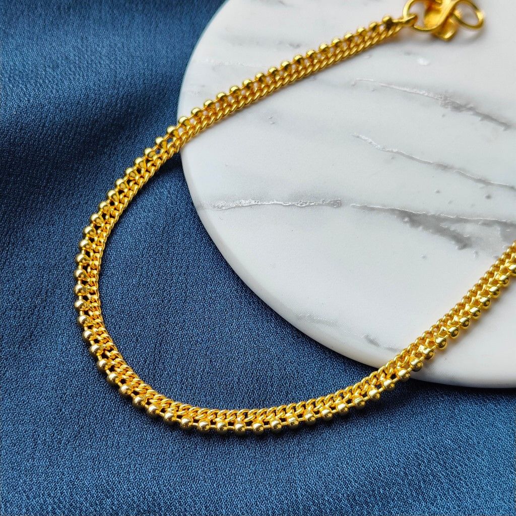 The Colourful Aura Slim Golden Brass Cuban Braided Chain Minimalist Slim Foot Payal Anklet