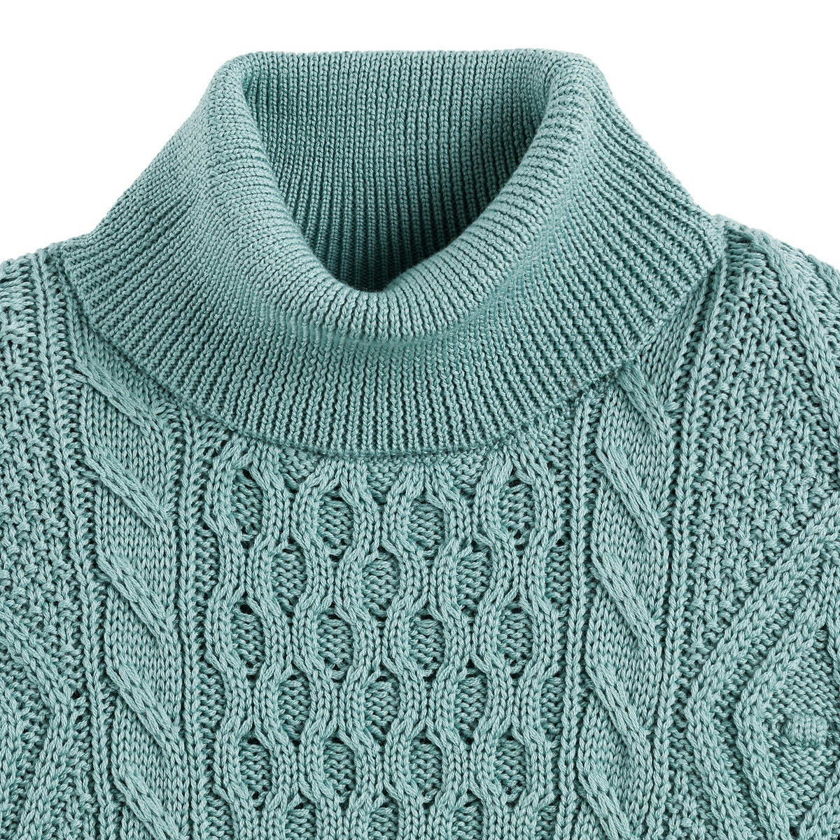 Pull col roulé maille torsadée en laine mérinos