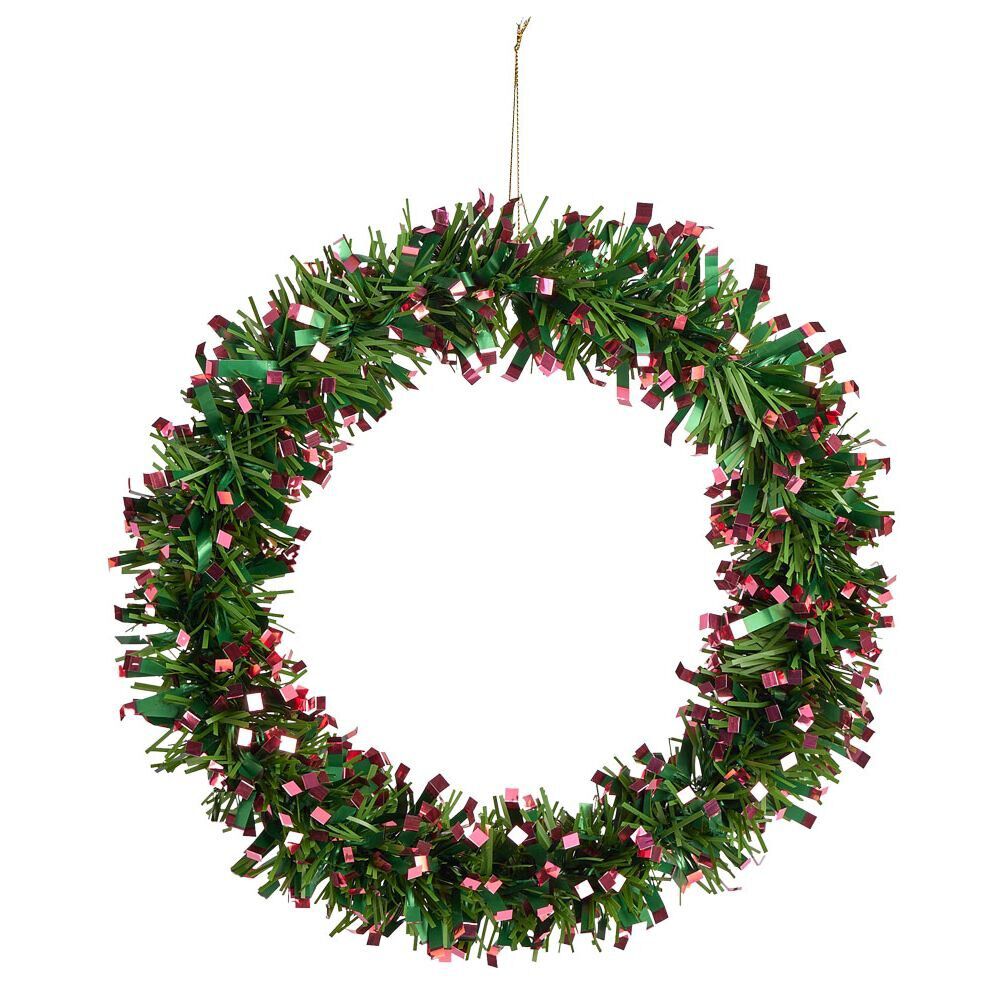 Couronne No&euml;l artificielle vert/doré ou vert/rouge Ø30cm