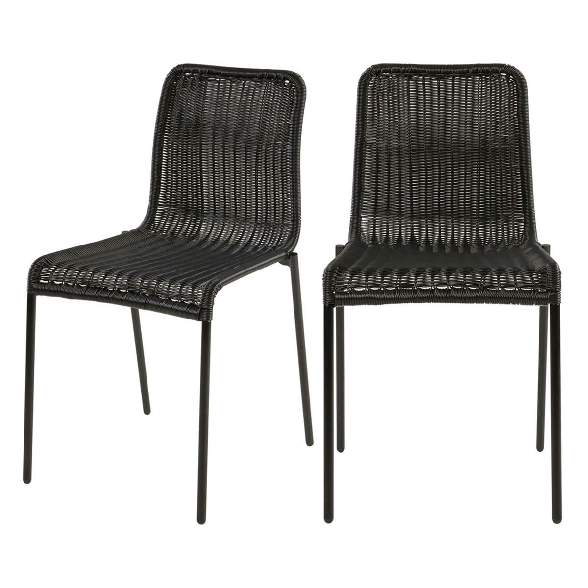 SIRIVARA - Chaise intérieur extérieur en résine tressée noire (x2)