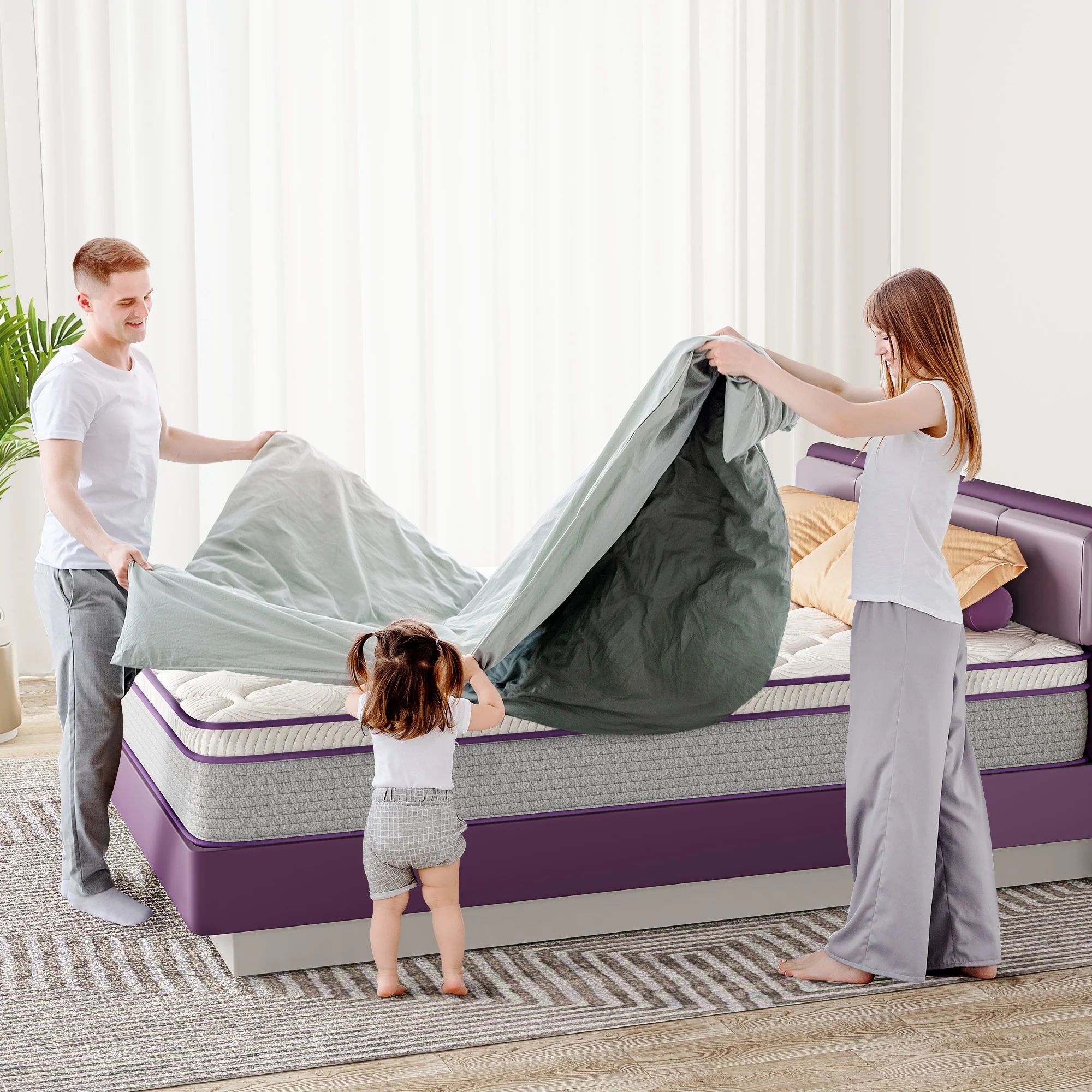 10 Inch Memory Foam Hybrid Mattress,Euro Top Mattress in a Box,Twin Full Queen Mattress