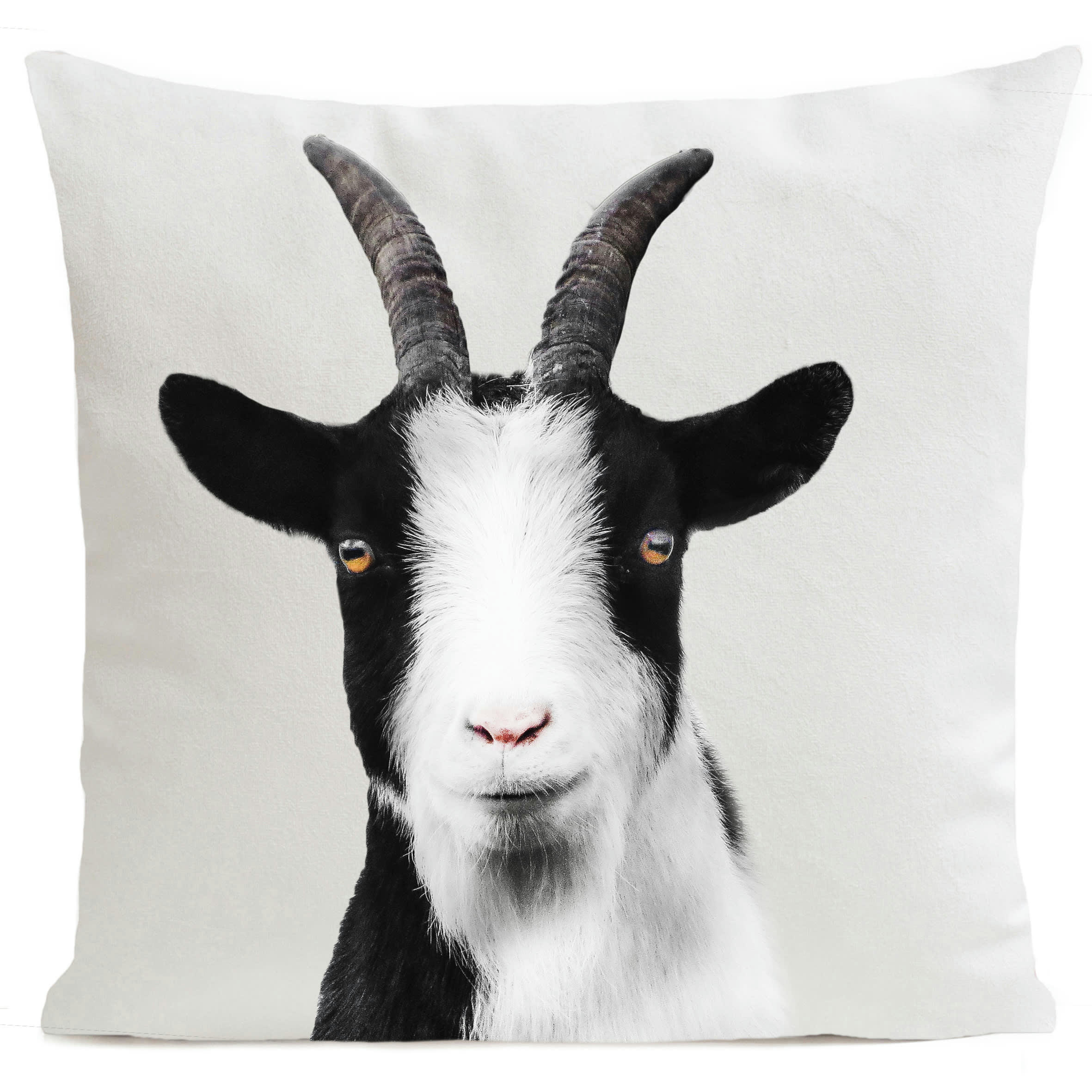 - Coussin animal chèvre suédine blanc 40x40cm